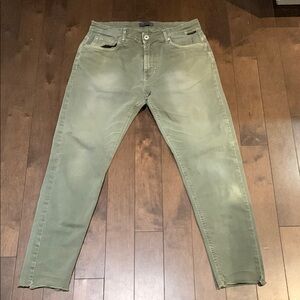Zara Men's Olive Green Slim Jeans